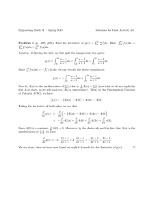 Engineering Math II – Spring 2015 Solutions for Class Activity #1 R