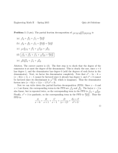 Engineering Math II – Spring 2015 Quiz #4 Solutions