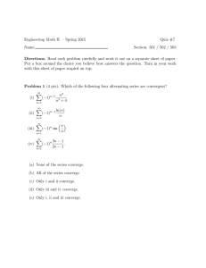 Engineering Math II – Spring 2015 Quiz #7 Name: