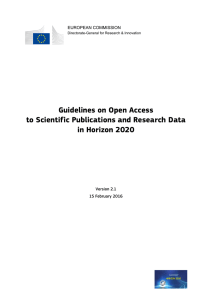 Guidelines on Open Access to Scientific Publications and Research Data