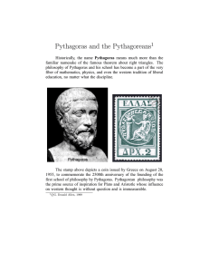 Pythagoras and the Pythagoreans 1