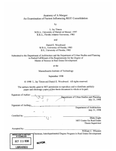 A An Examination of Factors  Influencing  REIT  Consolidation 1982