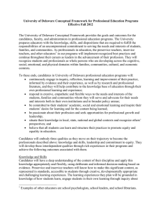 University of Delaware Conceptual Framework for Professional Education Programs