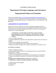 Department of Foreign Languages and Literatures Departmental Policies on Promotion