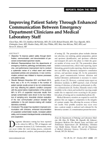 Improving Patient Safety Through Enhanced Communication Between Emergency Department Clinicians and Medical