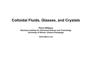 Colloidal Fluids, Glasses, and Crystals Pierre Wiltzius University of Illinois, Urbana-Champaign