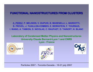 FUNCTIONAL NANOSTRUCTURES FROM CLUSTERS
