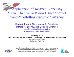 Application of Master Sintering Curve Theory To Predict And Control