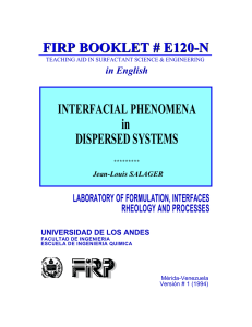 INTERFACIAL PHENOMENA in DISPERSED SYSTEMS FIRP BOOKLET # E120-N