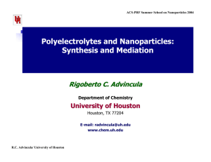 Polyelectrolytes and Nanoparticles: Synthesis and Mediation Rigoberto C. Advincula University of Houston