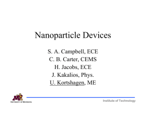 Nanoparticle Devices S. A. Campbell, ECE C. B. Carter, CEMS H. Jacobs, ECE