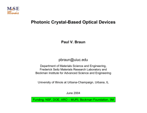 Photonic Crystal-Based Optical Devices Paul V. Braun