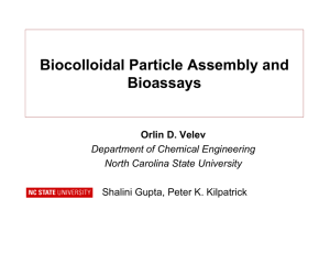 Biocolloidal Particle Assembly and Bioassays Orlin D. Velev Department of Chemical Engineering