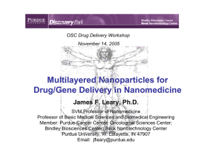 Multilayered Nanoparticles for Drug/Gene Delivery in Nanomedicine James F. Leary, Ph.D.