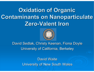 Oxidation of Organic Contaminants on Nanoparticulate Zero -