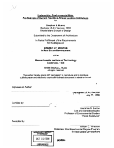 Underwriting  Environmental  Risk: by Stephan  J. Russo