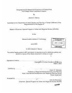 Geographical  and  Behavioral  Economics  of Political... For  Foreign  Direct  Investment Location E. By