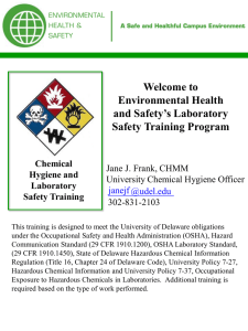 Welcome to Environmental Health and Safety’s Laboratory Safety Training Program