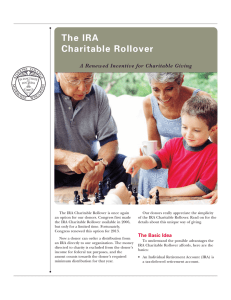 The IRA Charitable Rollover A Renewed Incentive for Charitable Giving