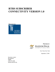 RTRS SUBSCRIBER CONNECTIVITY VERSION 1.0