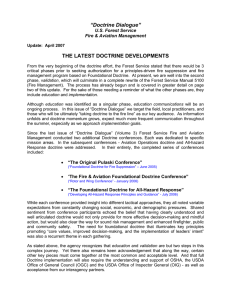 “Doctrine Dialogue” THE LATEST DOCTRINE DEVELOPMENTS U.S. Forest Service Fire &amp; Aviation Management