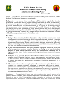 USDA Forest Service National Fire Operations Safety Information Briefing Paper