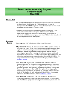 Forest Health Monitoring Program Monthly Update May 2016