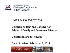 UNIT REVIEW FOR CY 2014 School of Family and Consumer Sciences