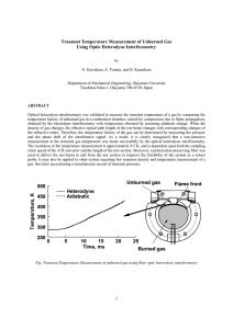 Transient Temperature Measurement of Unburned Gas Using Optic Heterodyne Interferometry