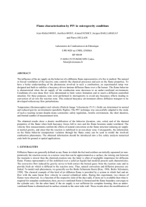 Flame characterization by PIV in  microgravity conditions