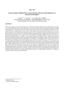 Paper 38.6 A MONO-MODAL FIBER-OPTICS VELOCIMETER FOR ELECTROCHEMICALLY- GENERATED BUBBLES
