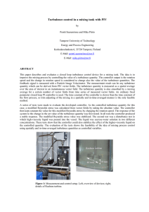 Turbulence control in a mixing tank with PIV