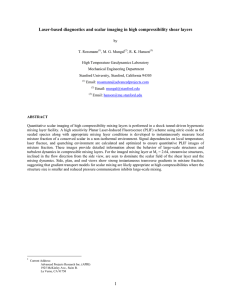 Laser-based diagnostics and scalar imaging in high compressibility shear layers