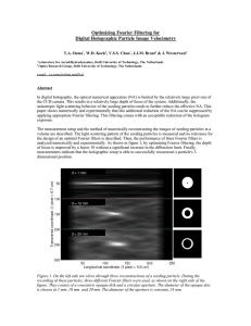 Optimizing Fourier Filtering for Digital Holographic Particle Image Velocimetry T.A. Ooms