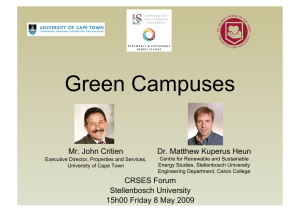 Green Campuses  Mr. John Critien Dr. Matthew Kuperus Heun