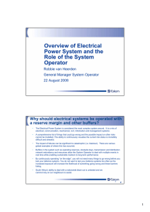 Overview of Electrical Power System and the Role of the System Operator