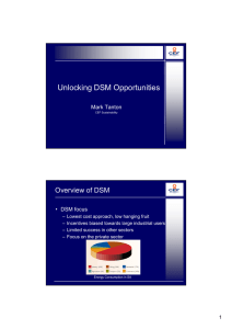 Unlocking DSM Opportunities Overview of DSM Mark Tanton • DSM focus