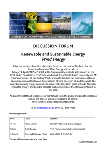 Wind Energy DISCUSSION FORUM Renewable and Sustainable Energy