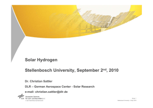 Solar Hydrogen Stellenbosch University, September 2 , 2010