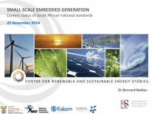 SMALL SCALE EMBEDDED GENERATION Current status of South African national standards