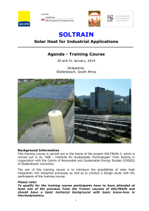 SOLTRAIN Solar Heat for Industrial Applications Agenda - Training Course