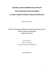 TECHNICAL AND ECONOMIC EVALUATION OF THE UTILISATION OF SOLAR ENERGY