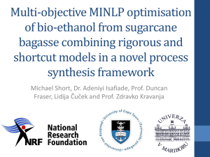 Multi-objective MINLP optimisation of bio-ethanol from sugarcane bagasse combining rigorous and
