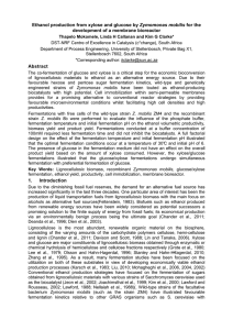 Zymomonas mobilis development of a membrane bioreactor