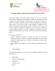 Innovation Masters and Doctoral Scholarships Call for 2016