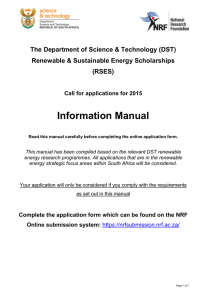 The Department of Science &amp; Technology (DST) (RSES)