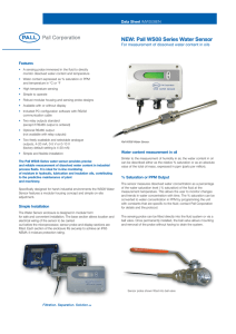 NEW: Pall WS08 Series Water Sensor Data Sheet Features