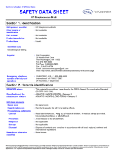 SAFETY DATA SHEET Section 1. Identification KF Streptococcus Broth