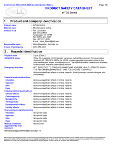 Product and company identification 1 . PRODUCT SAFETY DATA SHEET M-TGE Broths