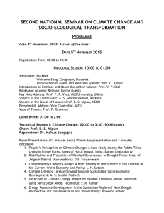 SECOND NATIONAL SEMINAR ON CLIMATE CHANGE AND SOCIO-ECOLOGICAL TRANSFORMATION P